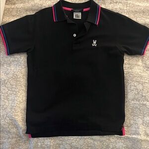 Psycho Bunny Black Polo with Pink and Blue Accents